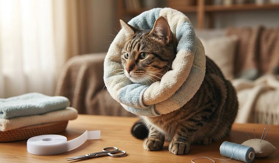 猫がエリザベスカラーを嫌がる！タオルで手作りする方法と代用品まとめ
